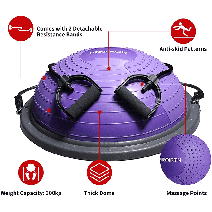PROIRON Balance Trainer Purple with Resistance Bands & Pump