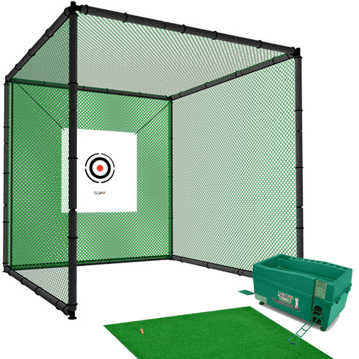 Hillman PGM 3m Heavy Duty Golf Practice Cage, Practice Mat with Tee And Ball Dispenser Package