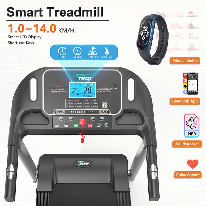 BodyTrain S8 Motorised Folding Bluetooth Treadmill