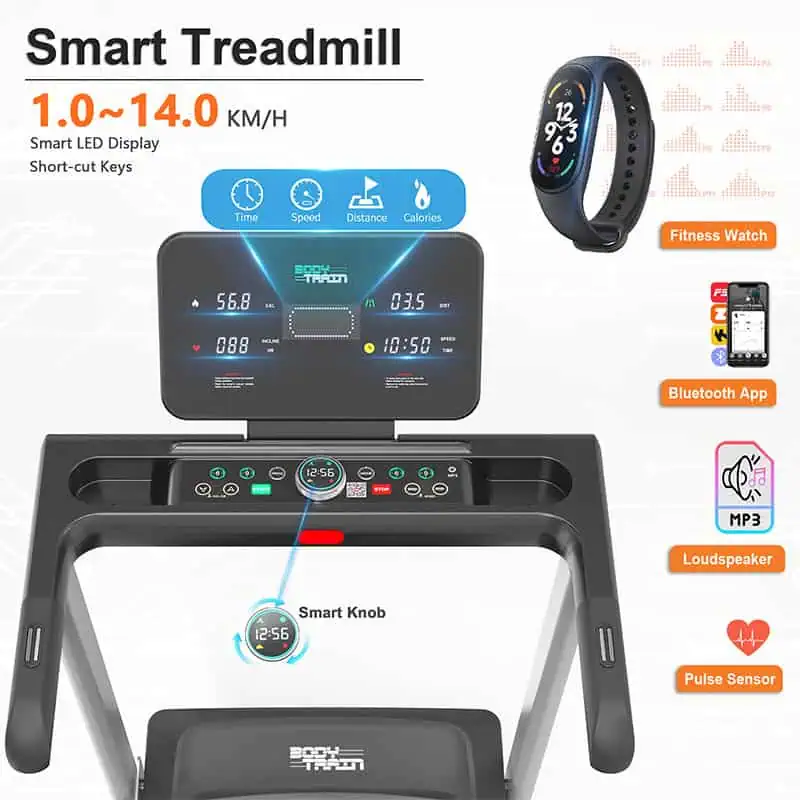 BodyTrain S9C Motorised Folding Bluetooth Treadmill