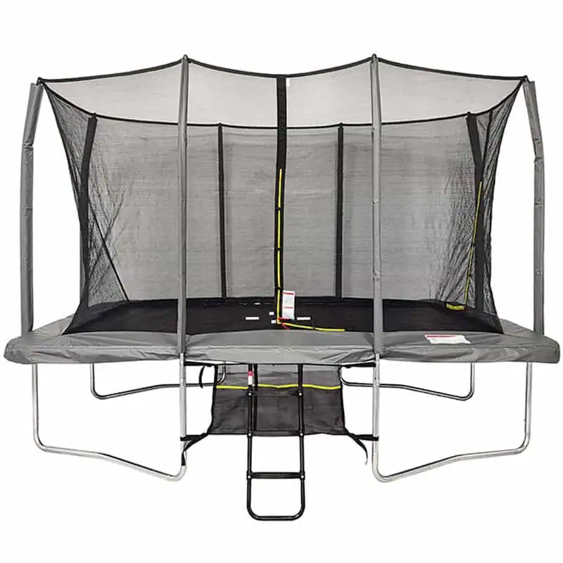 7x10ft Rectangular Trampoline with Safety Enclosure Grey - Free Ladder & Shoe Tidy