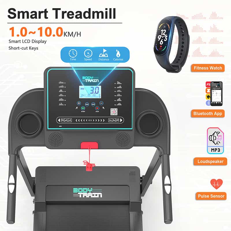 BodyTrain S80 Motorised Folding Bluetooth Treadmill
