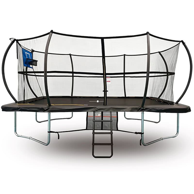 9x14ft Rectangular Trampoline with Safety Enclosure Black - Free Ladder Shoe Tidy Anchor Kit Basketball