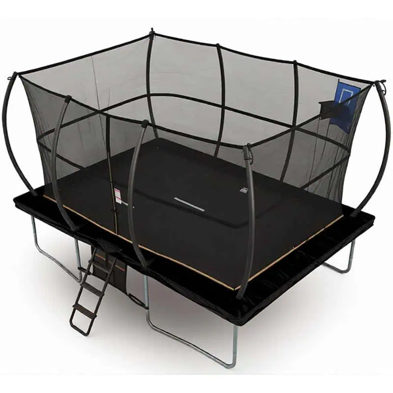 9x14ft Rectangular Trampoline with Safety Enclosure Black - Free Ladder Shoe Tidy Anchor Kit Basketball
