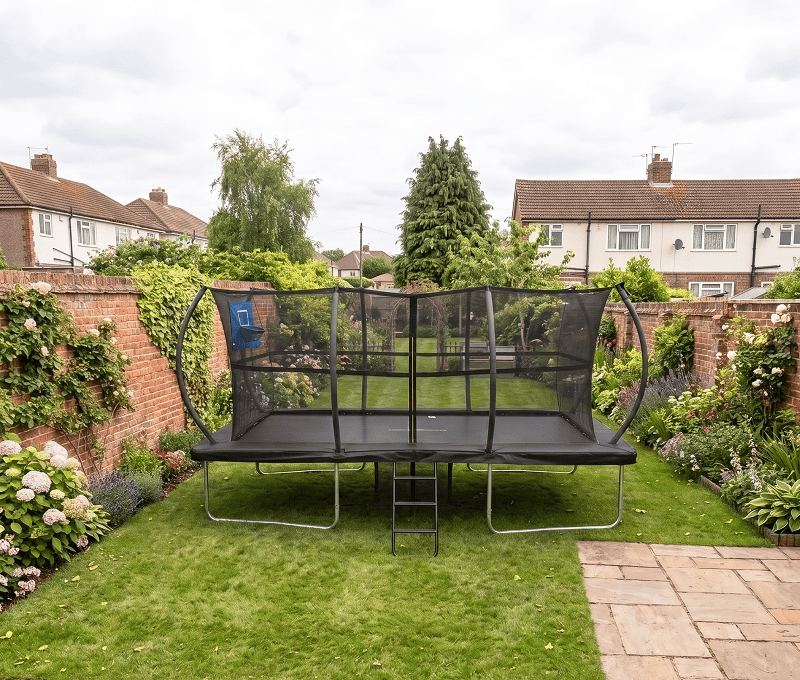 Big Foot 9x14ft Rectangular Trampoline with Safety Enclosure Black - Free Ladder Shoe Tidy Anchor Kit Basketball - Image 15