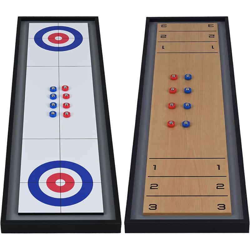 Air King 2-in-1 Wooden Shuffleboard & Curling Tabletop Board Game | 8 Pucks