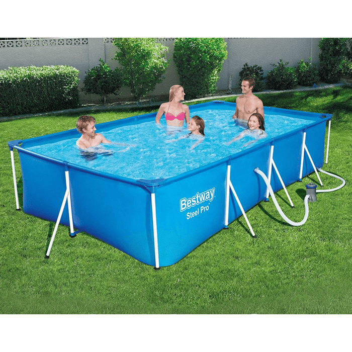 Bestway 13ft Rectangular Above Ground Steel Pro Swimming Pool Set