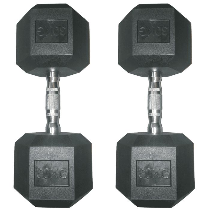 Ironman Rubber Coated Hex 30kg Dumbbell - Pair