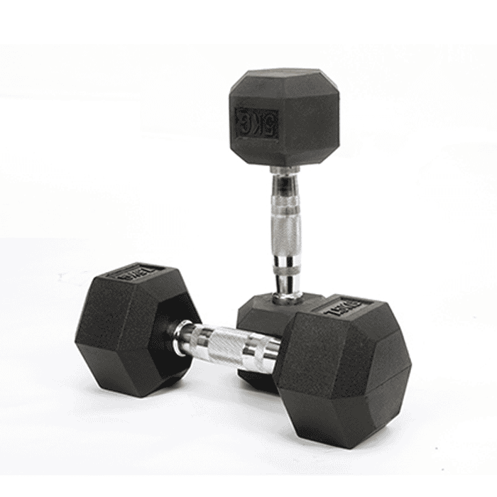 Ironman Rubber Coated Hex 5kg Dumbbell Pair
