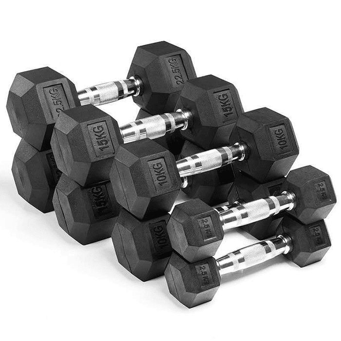 Ironman Rubber Coated Hex 5kg Dumbbell Pair