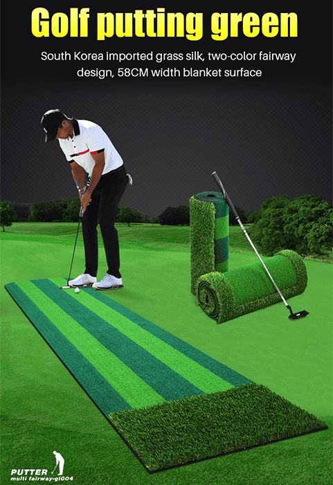 Hilllman PGM Two-Tone Artificial Turf Golf Putting Green with Auto-Return Putting Cup