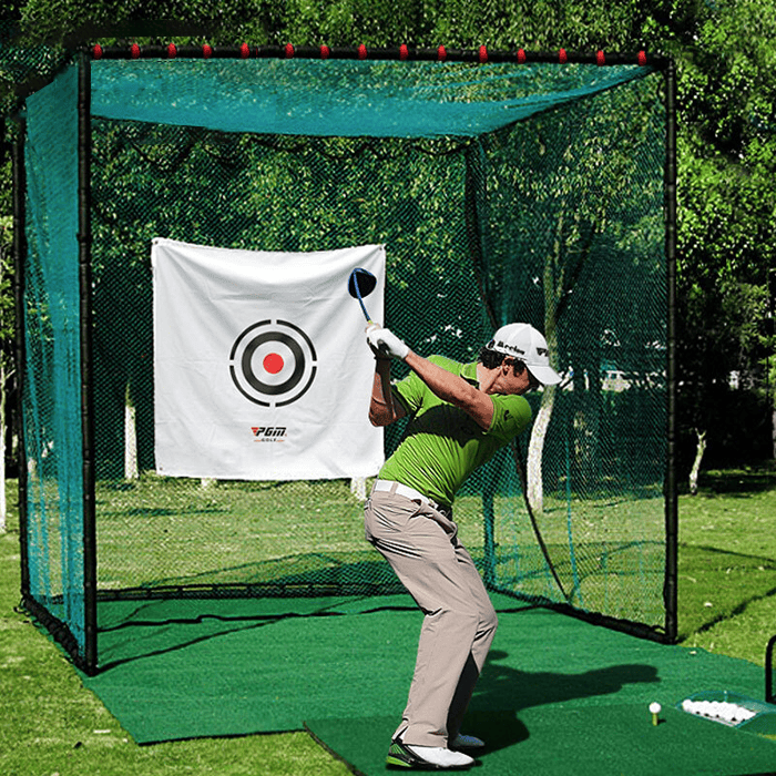 Hillman PGM 3m Heavy Duty Golf Practice Cage, Practice Mat with Tee And Ball Dispenser Package