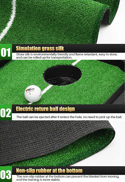 Hillman PGM 3m Golf Putting Trainer Artificial Turf with Electronic Ball Return