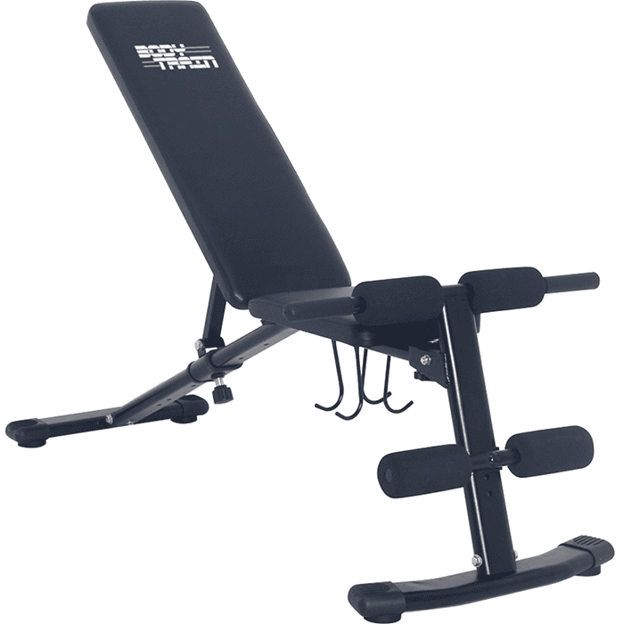 BodyTrain Adjustable Squat Rack Barbell Stands & Foldable Adjustable Weight Bench Package