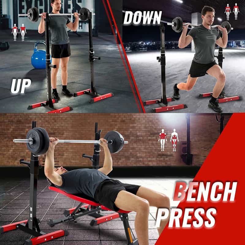 BodyTrain Adjustable Power Squat Rack Barbell Stands - Image 9
