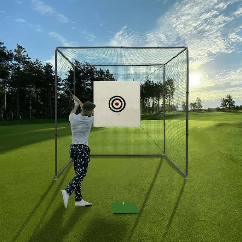 Hillman PGM 3m Semi-Commercial Golf Practice Cage and 1.5m Deluxe Practice Mat Package