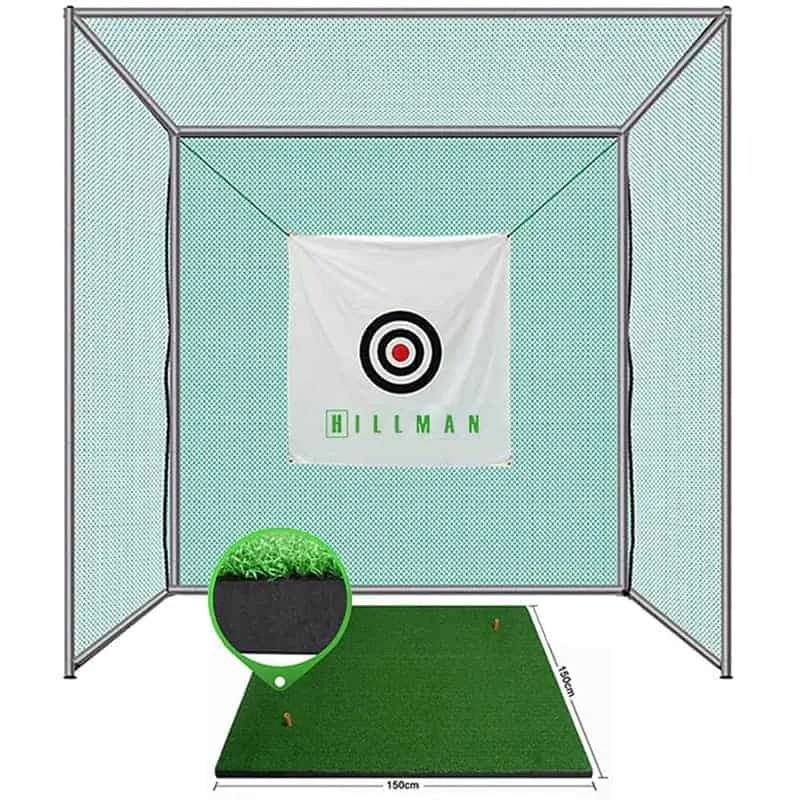 Hillman PGM 3m Semi-Commercial Golf Practice Cage and 1.5m Deluxe Practice Mat Package