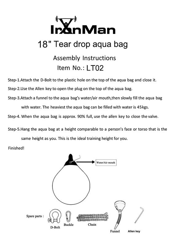 Ironman 18” Aqua Punching Bag Black