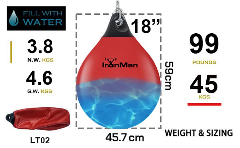 Ironman 18” Aqua Punching Bag Black