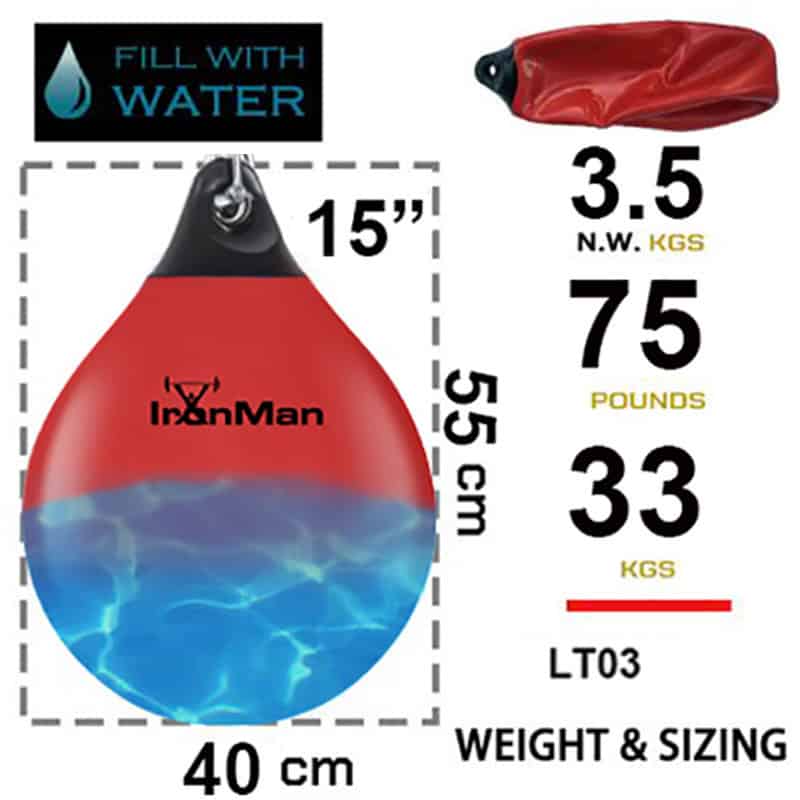 Ironman 15" Aqua Punching Bag Red