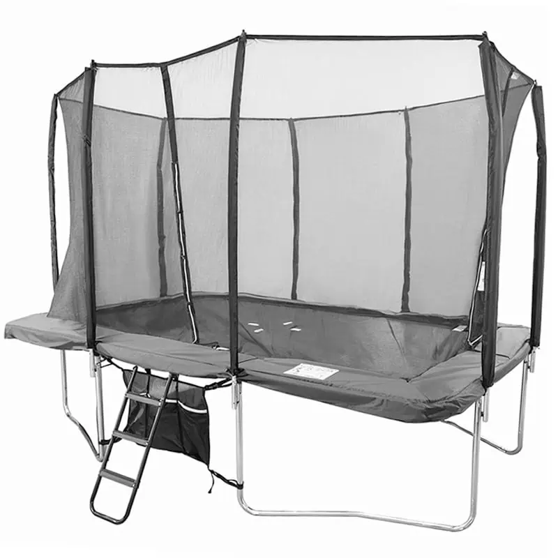 8x12ft Rectangular Trampoline with Safety Enclosure Grey – Free Ladder & Shoe Tidy