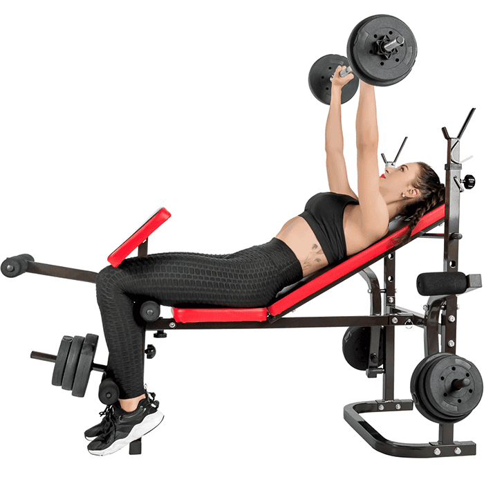 BodyTrain Elite Weight Bench & 60kg Standard Three-Piece Barbell Set
