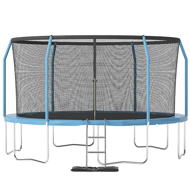 Air King Jump 12ft Trampoline with Safety Enclosure Free Ladder Floor Mat & Socks – Blue / Blue - Image 2