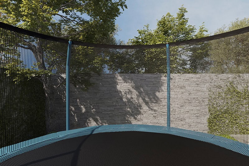 12ft Trampoline with Safety Enclosure Free Ladder Floor Mat & Socks – Blue / Blue