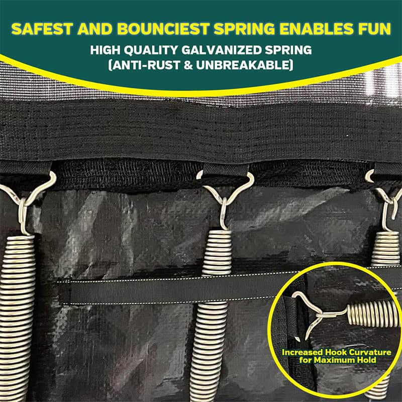 8x12ft Rectangular Trampoline with Safety Enclosure Green – Free Ladder & Shoe Tidy