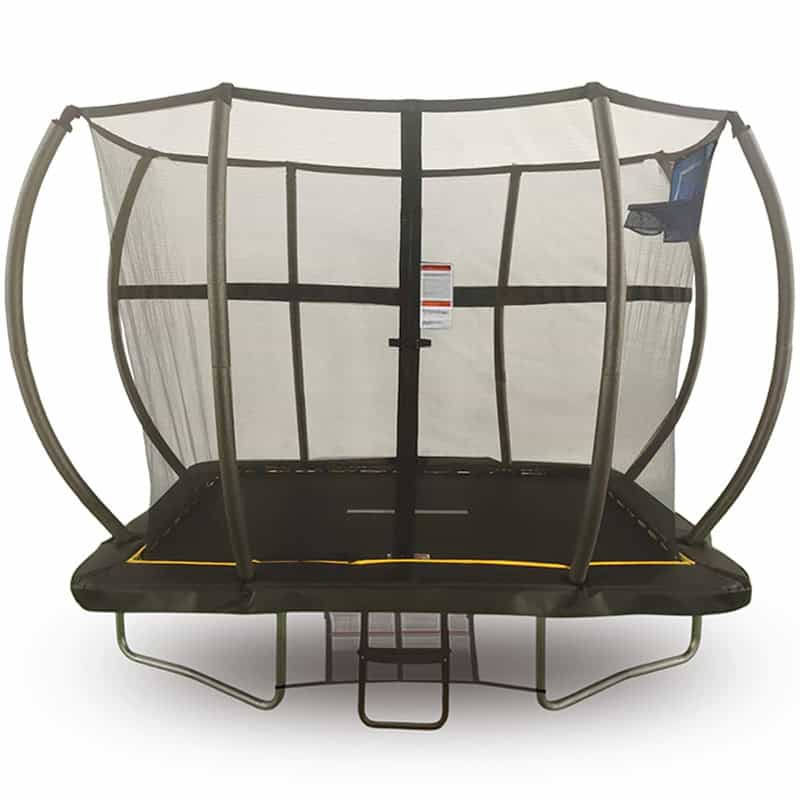5x7ft Rectangular Trampoline with Safety Enclosure Black - Free Ladder Shoe Tidy Anchor Kit Basketball