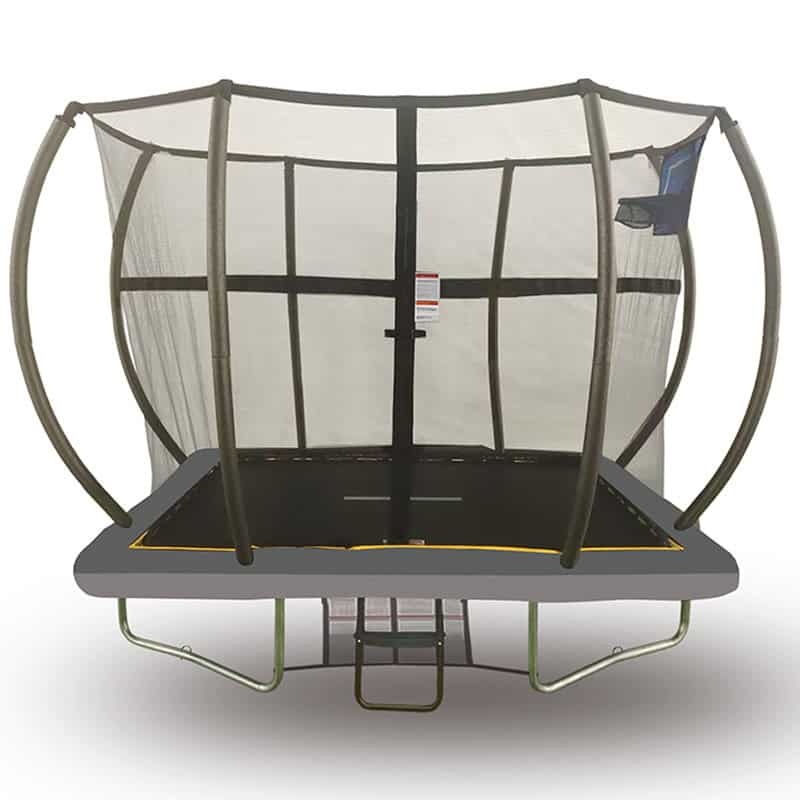 5x7ft Rectangular Trampoline with Safety Enclosure Grey - Free Ladder Shoe Tidy Anchor Kit Basketball