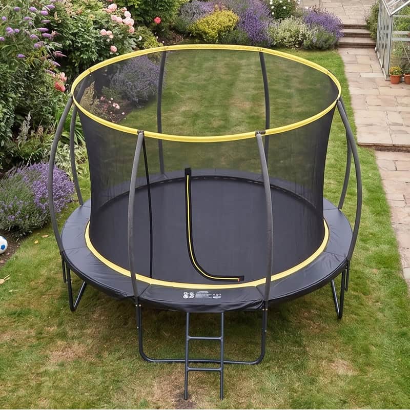 Orbit 12ft Powder Coated Trampoline with Safety Enclosure Free Ladder Cover & Anchor Kit
