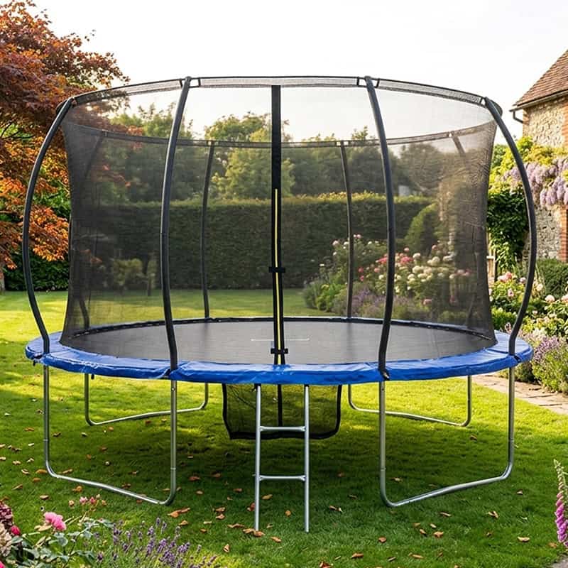 16ft Trampoline & Enclosure Free Shoe Tidy & Ladder – Blue