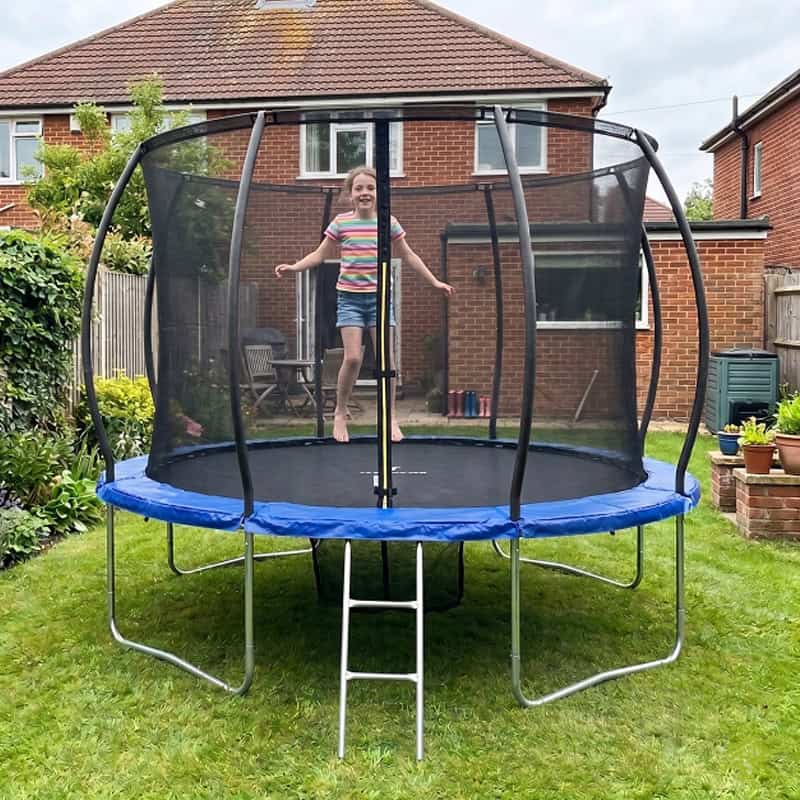 16ft Trampoline & Enclosure Free Shoe Tidy & Ladder – Blue