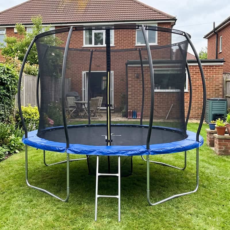 16ft Trampoline & Enclosure Free Shoe Tidy & Ladder – Blue