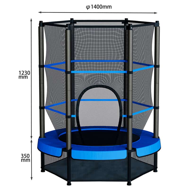 55" Kids Trampoline with Safety Net Blue – Indoor & Outdoor Use Mini Trampoline for Children