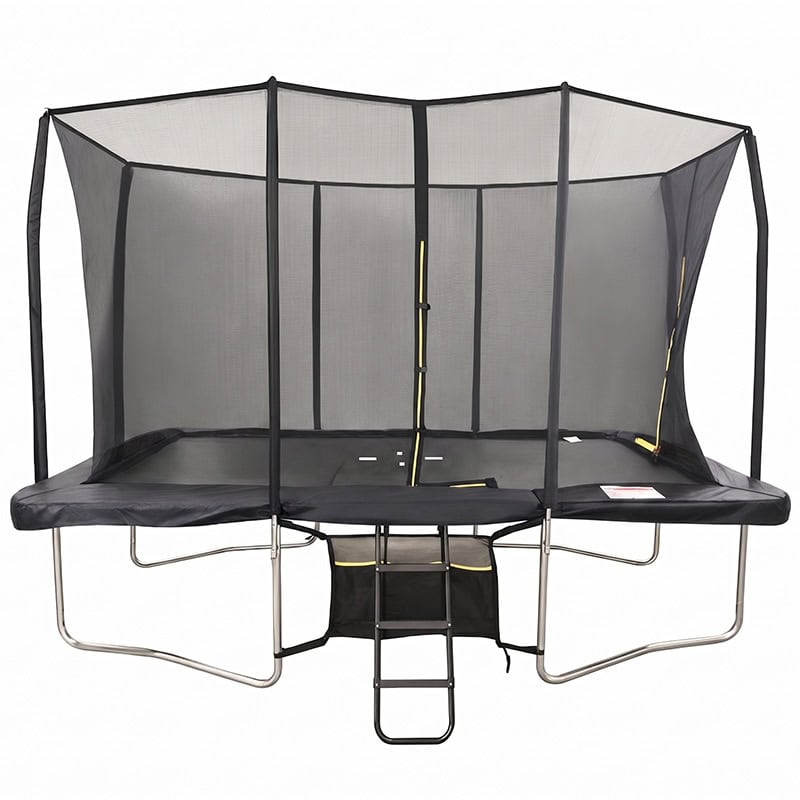 8x12ft Rectangular Trampoline with Safety Enclosure Black – Free Ladder & Shoe Tidy