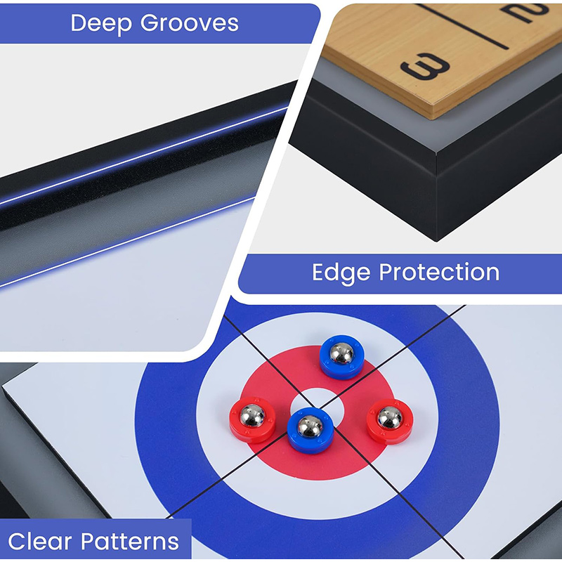 Air King 2-in-1 Wooden Shuffleboard & Curling Tabletop Board Game | 8 Pucks - Image 3