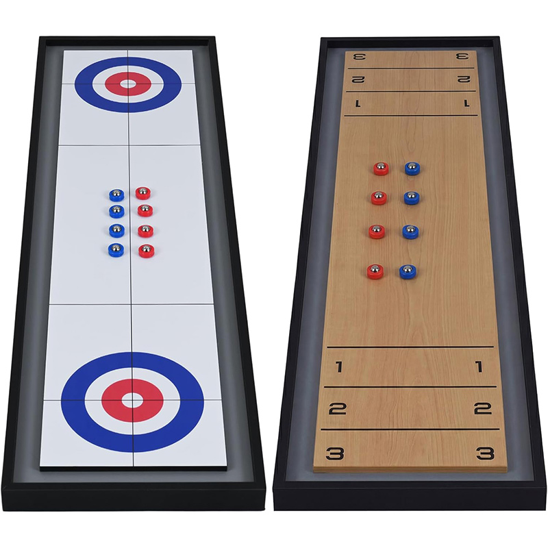 Air King 2-in-1 Wooden Shuffleboard & Curling Tabletop Board Game | 8 Pucks