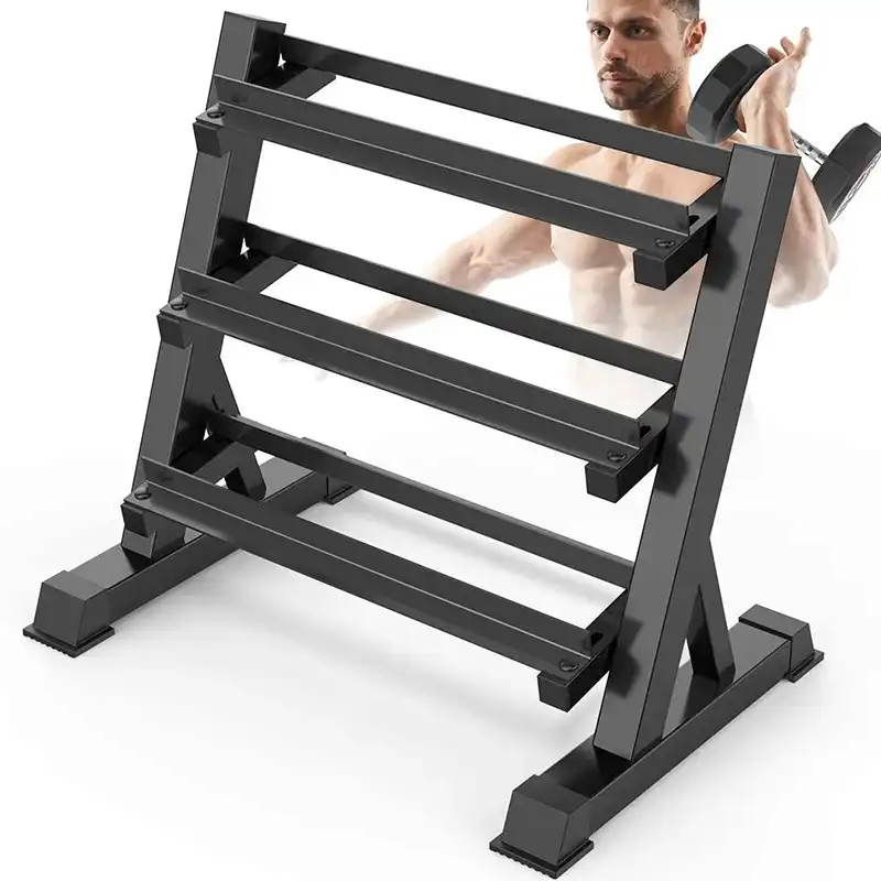 Ironman Rubber Coated Hex Dumbbell & Commercial 130cm 3-Tier Rack Set (2.5kg to 40kg – 11 Pairs) - Image 4