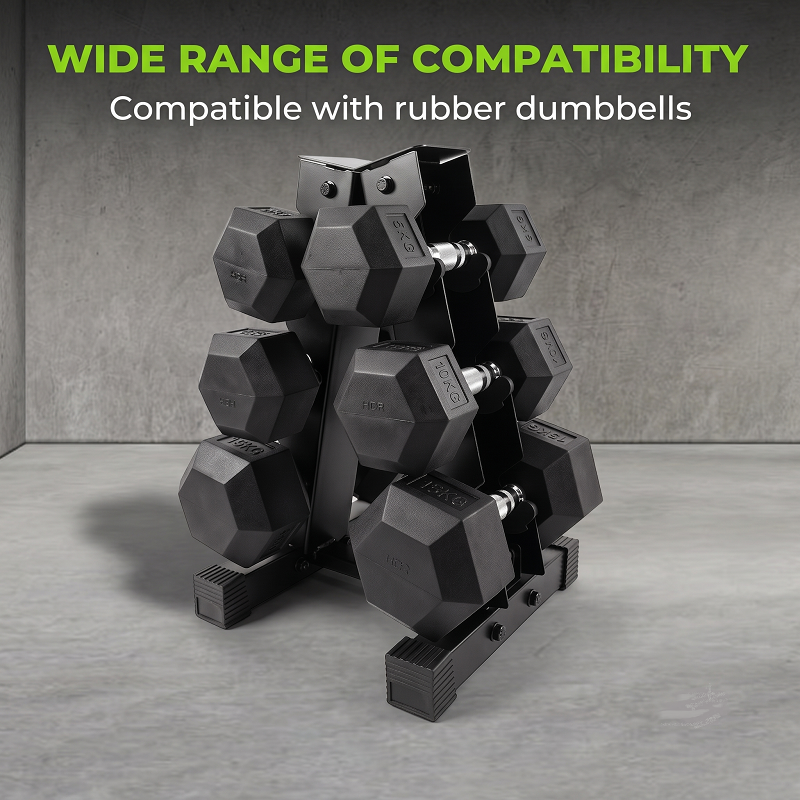 Ironman Rubber Coated Hex Dumbbell & 3 Tier Rack Set – 5kg, 10kg & 15kg Pairs - Image 4