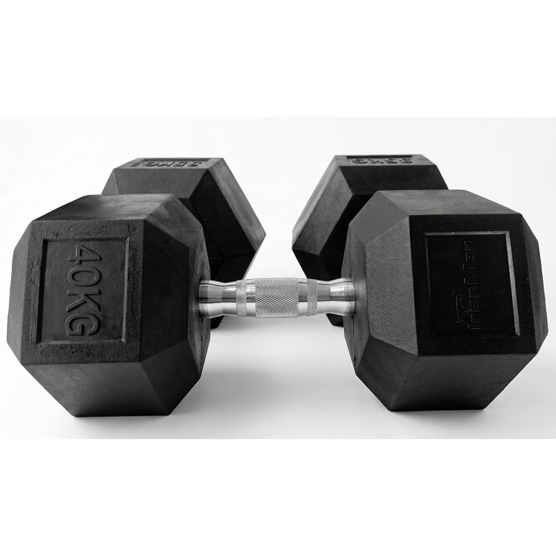 Ironman Rubber Coated Hex 40kg Dumbbell Pair