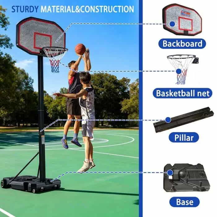 Basketball Stand Net Hoop Adjustable Portable With Free Basketball Ball & Pump - Image 2