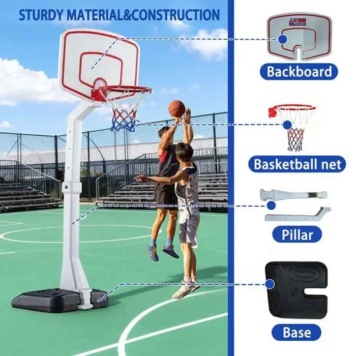 Basketball Stand Net Hoop Adjustable Portable With Free Basketball Ball & Pump - Image 3