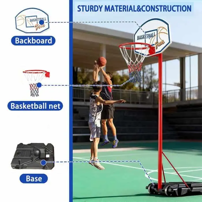 Basketball Stand Net Hoop Adjustable Portable With Free Basketball Ball & Pump - Image 6