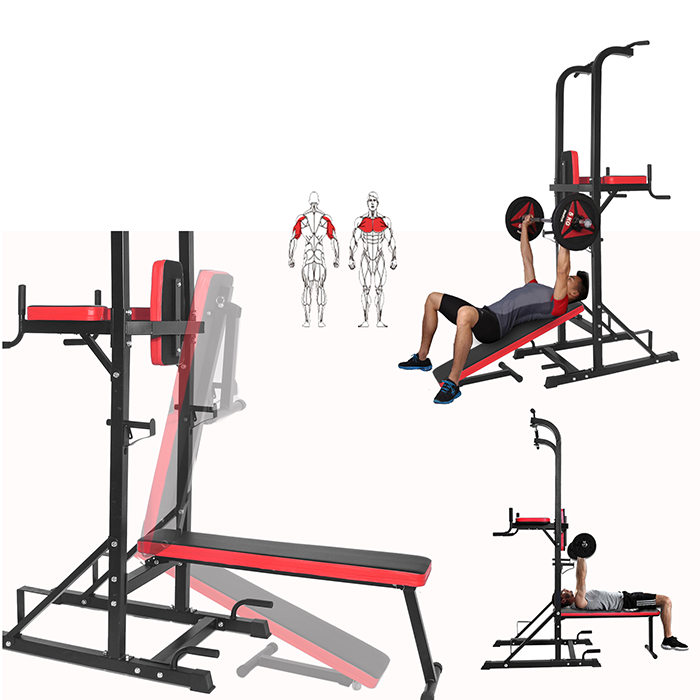 Power Tower Dip Station with Bench and Pull-Up Tower Bar Multi Range Exercise - Image 3