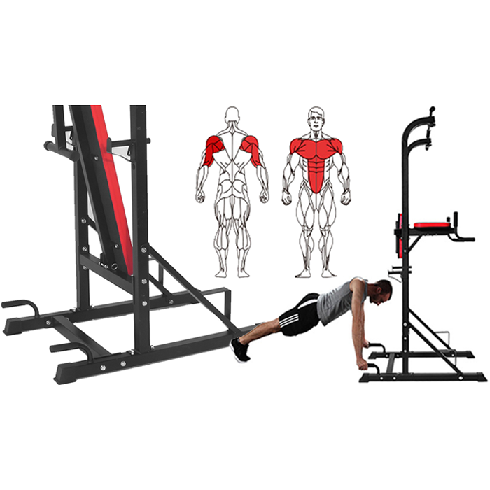 Power Tower Dip Station with Bench and Pull-Up Tower Bar Multi Range Exercise - Image 6