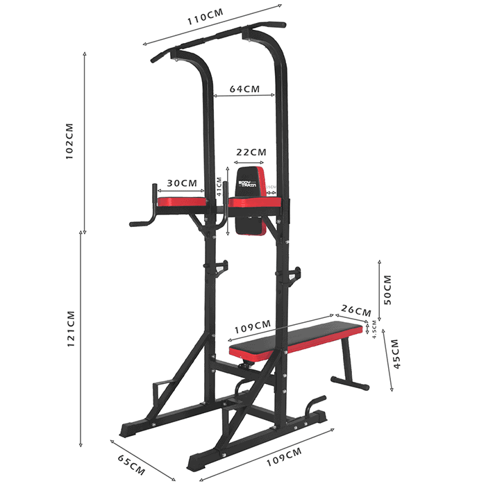 Power Tower Dip Station with Bench and Pull-Up Tower Bar Multi Range Exercise - Image 10