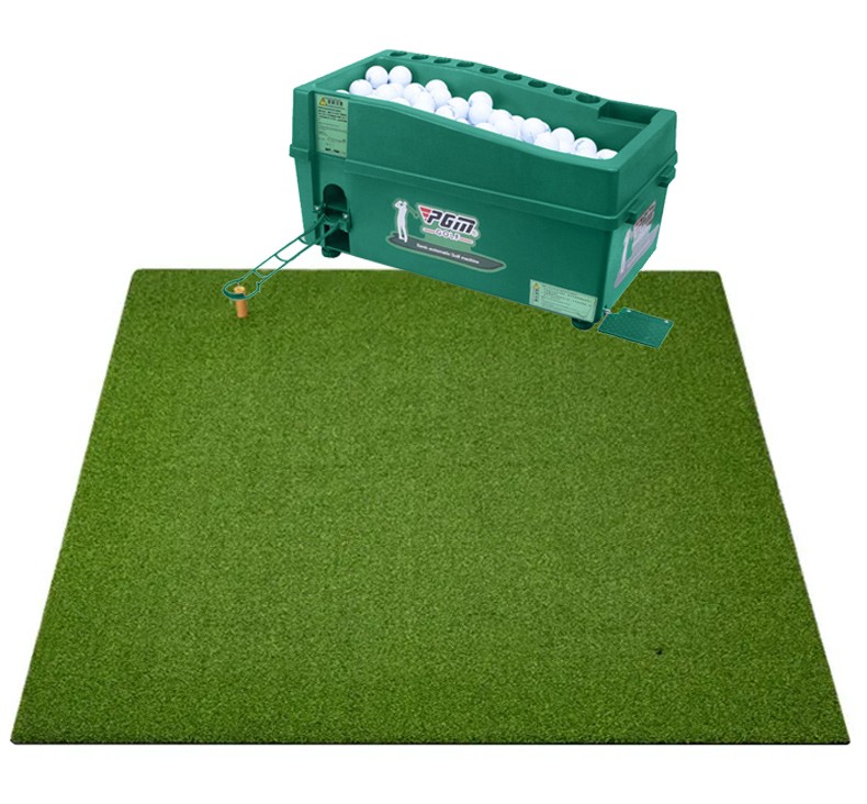 Hillman PGM Semi-Automatic Golf Ball Dispenser and Large Deluxe Turf Practice Ma