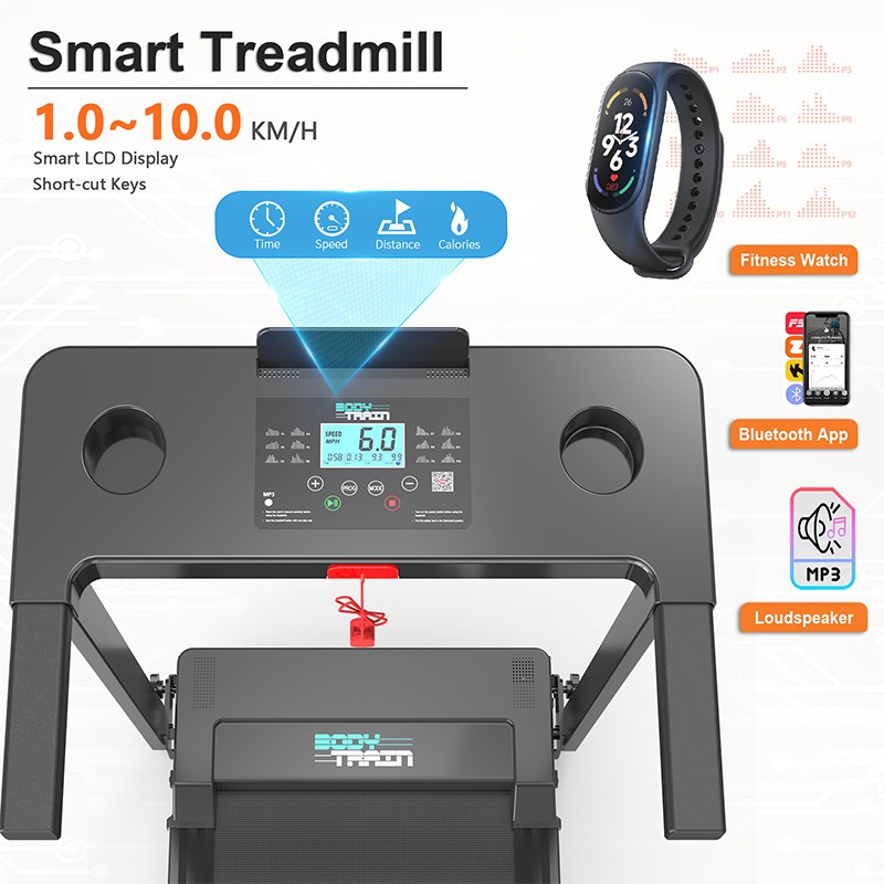 BodyTrain P80G Motorised Folding Bluetooth Treadmill - Image 2
